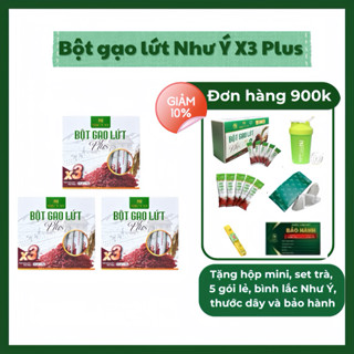 (Tặng hộp mini, set trà, 5 gói lẻ, bình lắc Như Ý) Combo 3 hộp bột gạo lứt X3 Plus Như Ý NY tặng set quà Như Ý