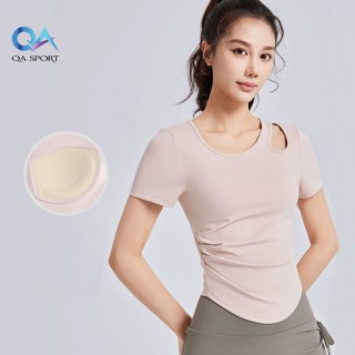 Áo Tập Gym Yoga Nữ Có Mút Ngực QA SPORT Áo Thun Nữ Ngắn Tay Co Giãn Tôn Dáng - QA105