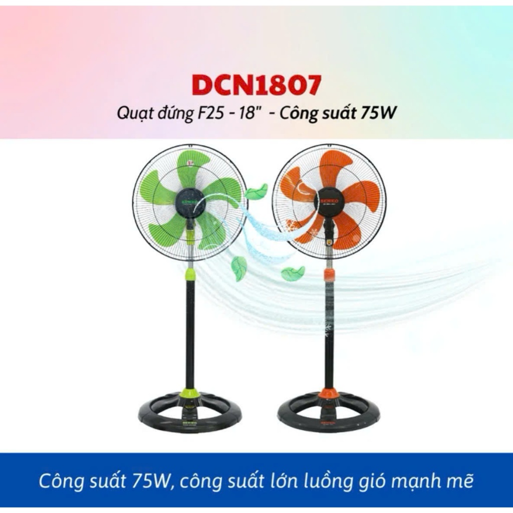 Quạt Cây Đứng 5 Cánh SENKO DCN1807 Chính Hãng - Công Suất 75W - 3 Mức Tốc Độ Gió - Sải Cánh 43cm - Q