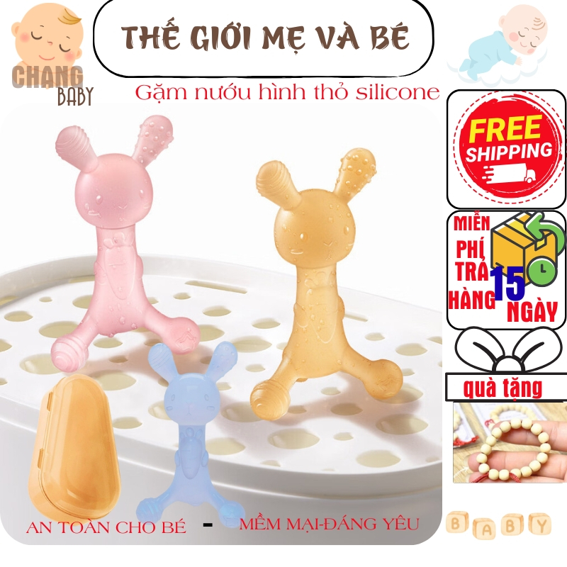 Gặm Nướu Hình Thỏ Silicon Mềm Cho Bé – Kèm Hộp Đựng Tiện Lợi-An Toàn Vệ Sinh Cho Bé