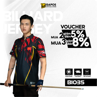 Áo Thun Thể Thao Unisex Billiards Jersey Áo Đấu Chuyên Nghiệp Vải KAMITO Co Giãn 4 Chiều Màu Xanh Đen Đỏ BI035 #GAPOS