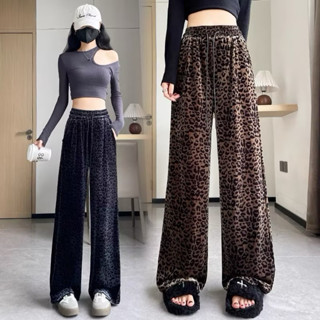  Quần ống suông quần ống rộng chất liệu dạ umi dày dặn co giãn hoạ tiết xinh xắn lưng chun co giãn dễ mặc kèm dây 