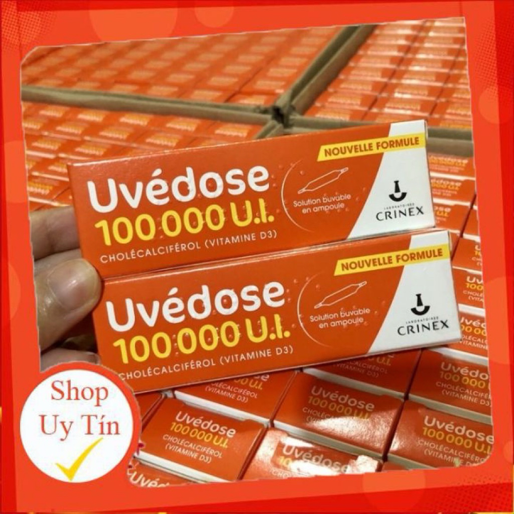 Vitamin D3 Uvedose 100000 UI cho bé từ 18 tháng tuổi, Pháp liều cao (ống 2ml)
