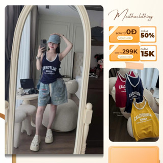 H41 Áo ba lỗ thể thao cotton phối viền freesize kiểu dáng unisex năng động cho nữ mặc đi chơi