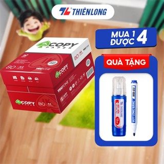 Combo 5  ream giấy in A4 80gsm Thiên Long IK Copy - Thùng giấy A4 500 tờ 80gsm tờ in đều màu
