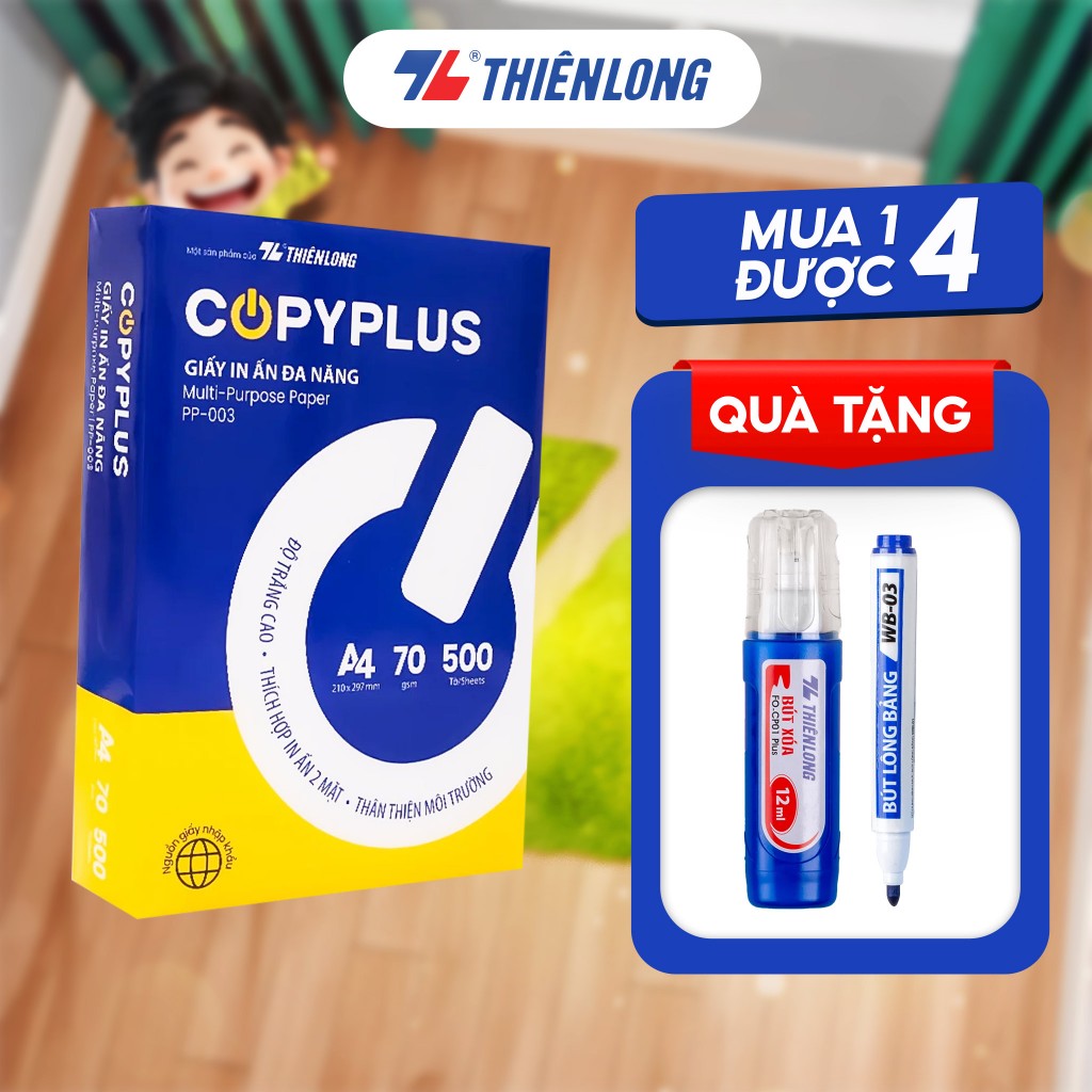 Combo 5/10 Ream giấy A4 70 gsm Thiên Long Copy Plus PP-003 (500 tờ) - Hàng nhập khẩu