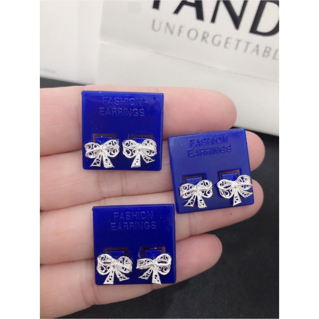 Bông tai nữ bạc ta bông nơ new