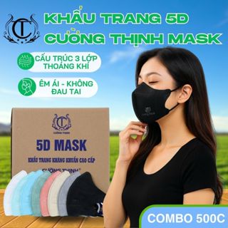Khẩu trang 5D Cường Thịnh 3 lớp kháng khuẩn chống tia UV bụi mịn [Combo 500 chiếc]