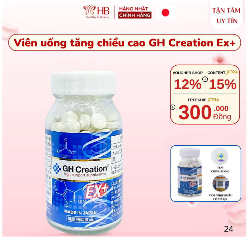 Viên uống tăng chiều cao GH Creation EX+ Nhật Bản 270 viên, giúp hỗ trợ tăng chiều cao