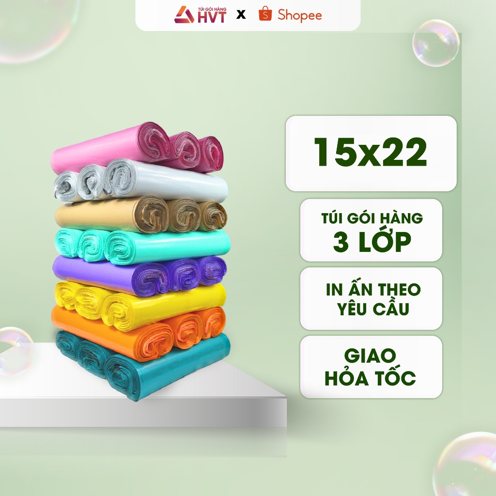 [100 Túi] Túi Đóng Hàng 15*22cm Túi Gói Hàng Chuyển Phát Nhanh Tự Dính NHUAHVT