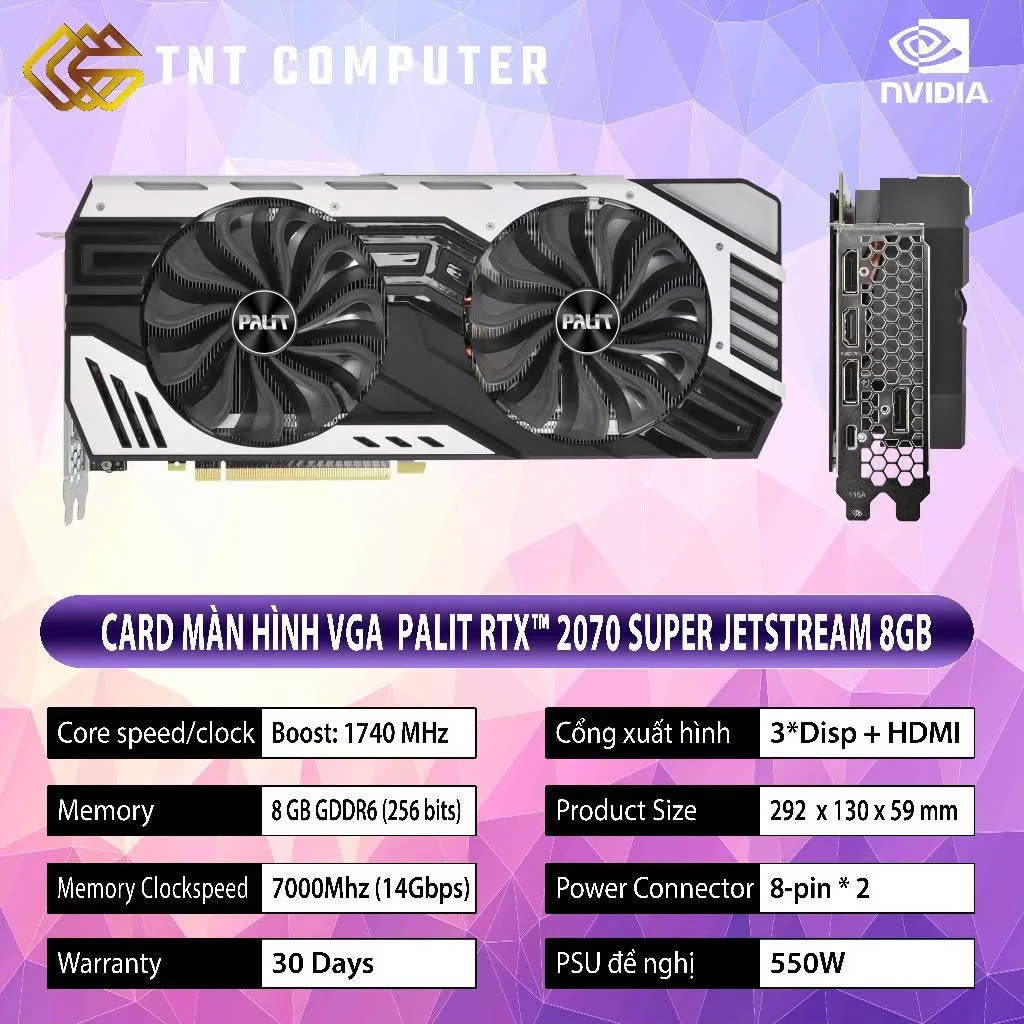 VGA - Card màn hình Palit RTX 2070 SUPER JetStream 8 GB GDDR6 2nd