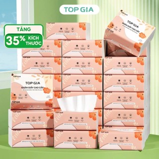 Giấy ăn rút Top Gia Sắc Hạ thùng 30 gói, khăn giấy rút cao cấp 4 lớp dập vân 4D dày dặn