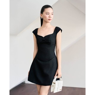 RECHIC Đầm ngắn Savani đính nơ ngực form A sang trọng thanh lịch