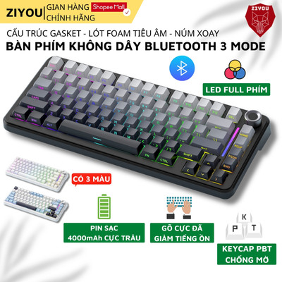 Bàn Phím Cơ Không Dây Ziyou FreeWolf F75 Ultra - Led RGB Mạch Xuôi, Keycap PBT Núm Xoay, App Gaming