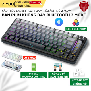 Bàn Phím Cơ Bluetooth Không Dây Ziyou FreeWolf F75 Ultra Led RGB Mạch Xuôi Keycap PBT Núm Xoay