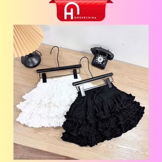 Set 2 chân váy tầng đen trắng dáng xòe dễ phối đồ cho bé gái - HNOrderChina