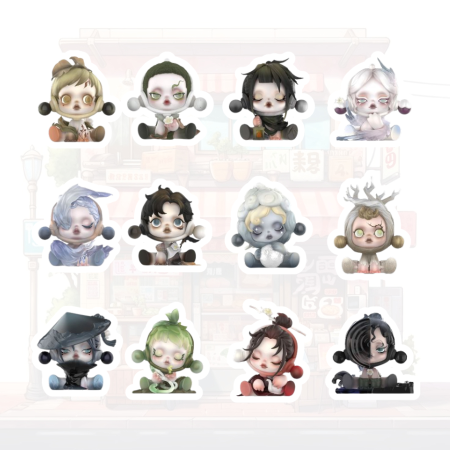 Set Hình Dán Kẹp Sách SKULLPANDA THE INK PLUM BLOSSOM Trang Trí Sách Sổ Tay Dễ Thương