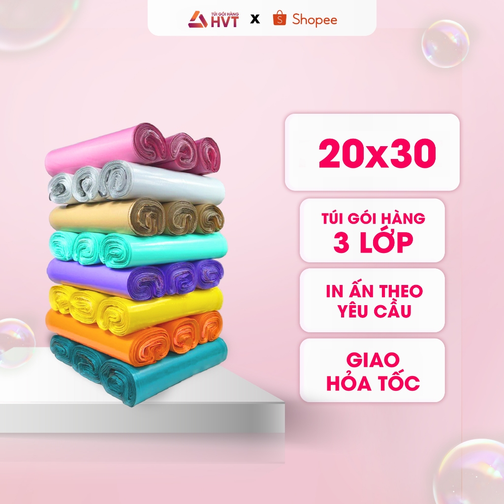 Túi đóng hàng, gói hàng niêm phong chuyển phát nhanh NHỰA HVT size 20x30 cm cuộn 100 cái