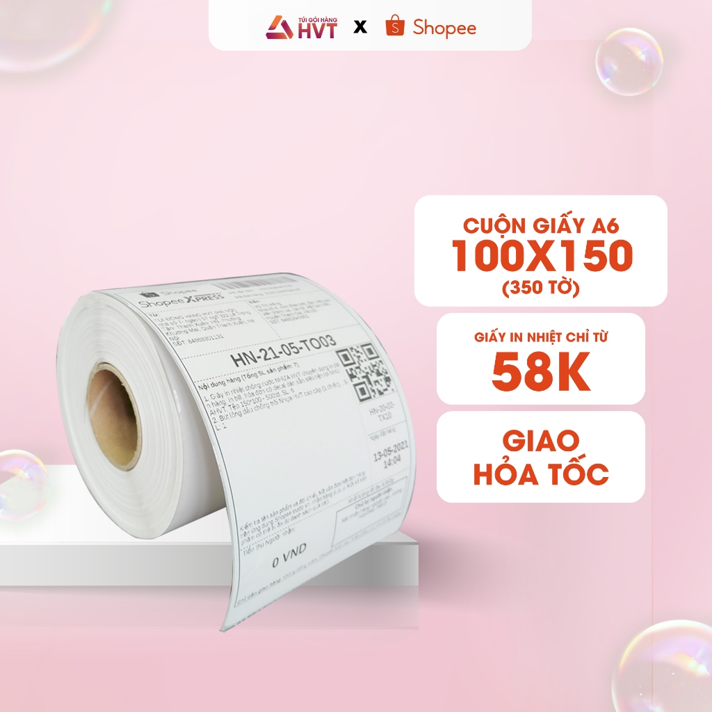 Giấy In Nhiệt HVT - Decal Bóc Là Dính, Chống Nước - 100x150 & 75x100