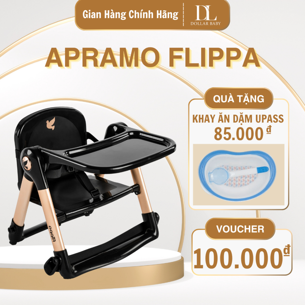 Ghế ăn dặm cao cấp Apramo Flippa - Gấp gọn siêu nhanh, tiện lợi mang theo - Chính hãng Anh
