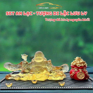   SÉT AN LẠC  Tượng Phật Di Lặc Lưu Ly Pha Lê Cao Cấp Trang Trí Taplo Ô Tô Nhà Cửa Mang Lại Bình An May Mắn 
