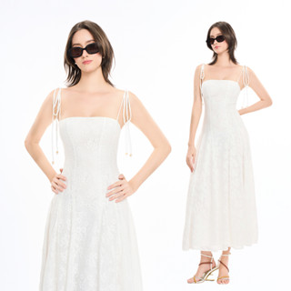 RECHIC Đầm dài Clover 2 dây họa tiết hoa thêu sang trọng điệu đà nữ tính