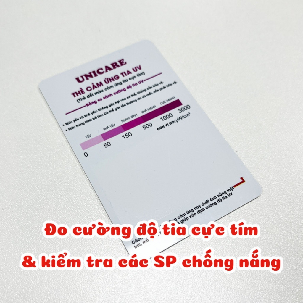 Thẻ đo tia UV/UVA/UVB, thẻ test tia cực tím cực chính xác, Đèn tia cực tím, Đèn UV chính hãng UNICAR