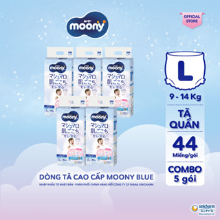 [V] Combo 5 Tã quần cao cấp Moony Bé Trai/ Bé Gái M52/L44/XL38/XXL26 - Nhập khẩu Nhật Bản