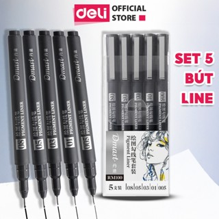 [HỌA CỤ DELI] Set Bút Đi Nét Kỹ Thuật Deli Nhiều Cỡ Ngòi Màu Đen Kháng Nước Caligraphy Phù Hợp Vẽ Viền Tranh Phác Hoạ