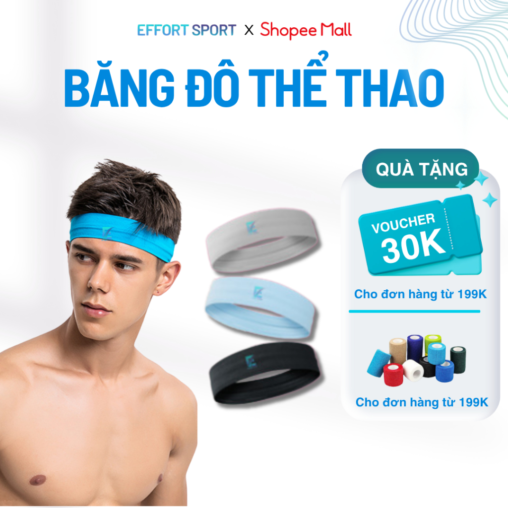 Băng Đô Thể Thao Thấm Hút Mồ Hôi EFFORT SPORT Băng Đô Trán Vải Dệt Kim Mềm Mịn Không Xù Lông - BANGD