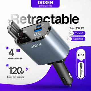  DOSEN Pro Sạc Xe Hơi 4in1 120W USB Sạc Nhanh Điện Thoại Thông Minh Sạc Điện Thoại Phát Hiện Điện Áp Màn Hình Hiển Thị Kỹ 