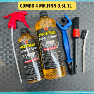 COMBO 4, Dung Dịch Tẩy Rửa Dầu Nhớt Đa Năng MR.FINN SUPER CLEAN + BÀN CHẢI SÊN 3D + 1 CỌ + BÀN CHẢI NHỎ