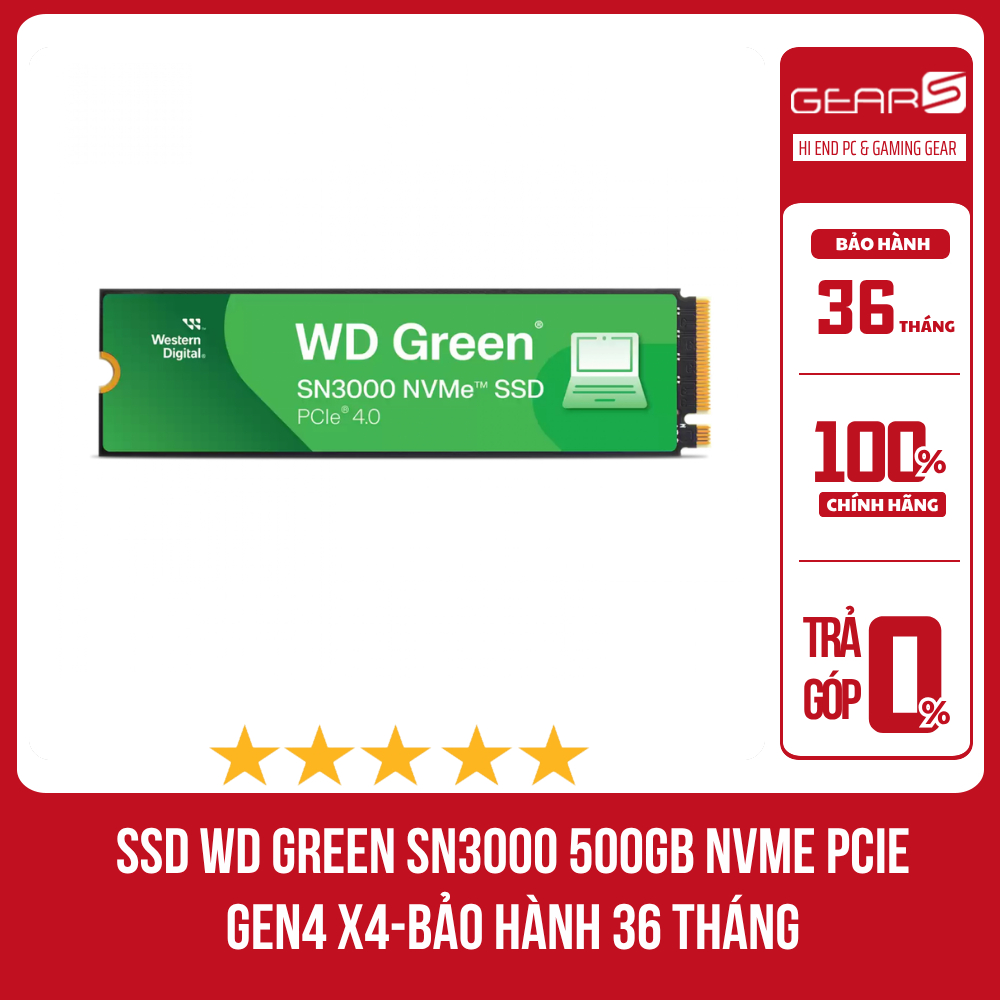 [FULL VAT] Ổ cứng SSD WD Green SN3000 500GB NVMe PCIe Gen4 x4- WDS500G4G0E - Mới 100% - Bảo Hành 36 