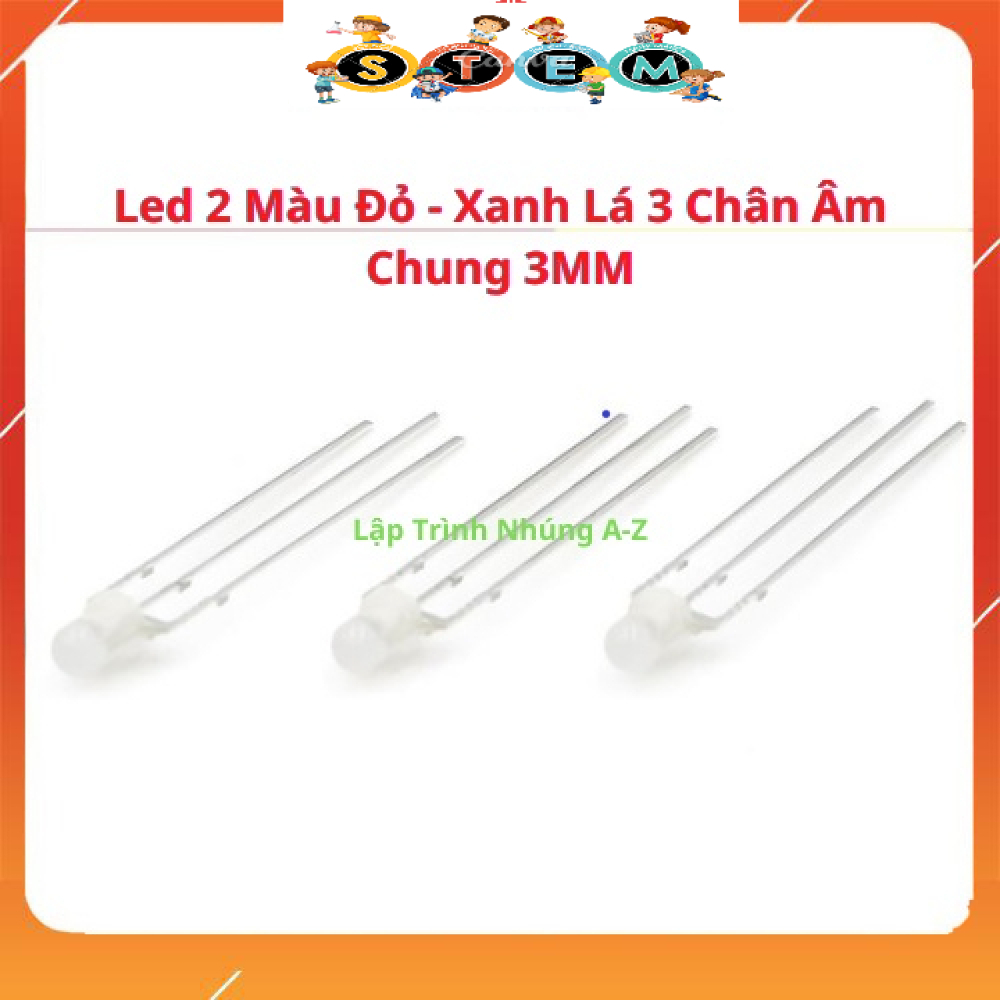 [Stem A-Z][G192] Combo 10 Chiếc Led 2 Màu Đỏ - Xanh Lá 3 Chân Âm Chung 3MM