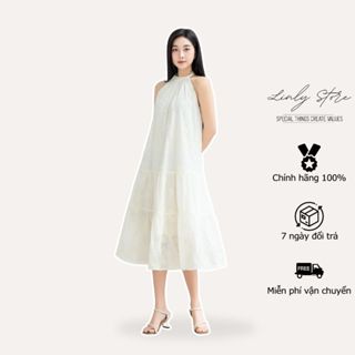Váy maxi cổ yếm dáng suông đi biển, váy kiểu nữ dài đi du lịch tiểu thư Linly Store V-MX5