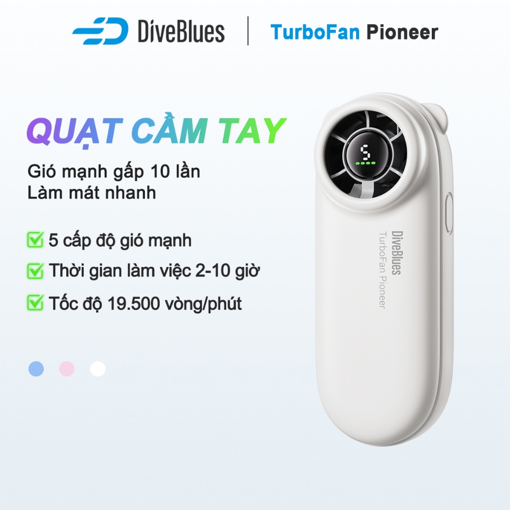 🔥Quạt Cầm Tay Mini Diveblues Quạt Turbo Jet Quạt Mini Quạt phản lực cầm tay có thể sạc lại Gió mạnh
