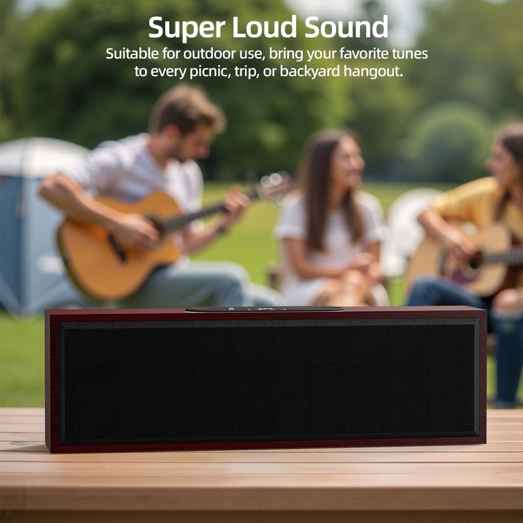 Loa Bluetooth GOOJODOQ hỗ trợ bốn chế độ phát lại và kết nối có dây Loa nhỏ gọn di động vân gỗ đẹp | BigBuy360 - bigbuy360.vn