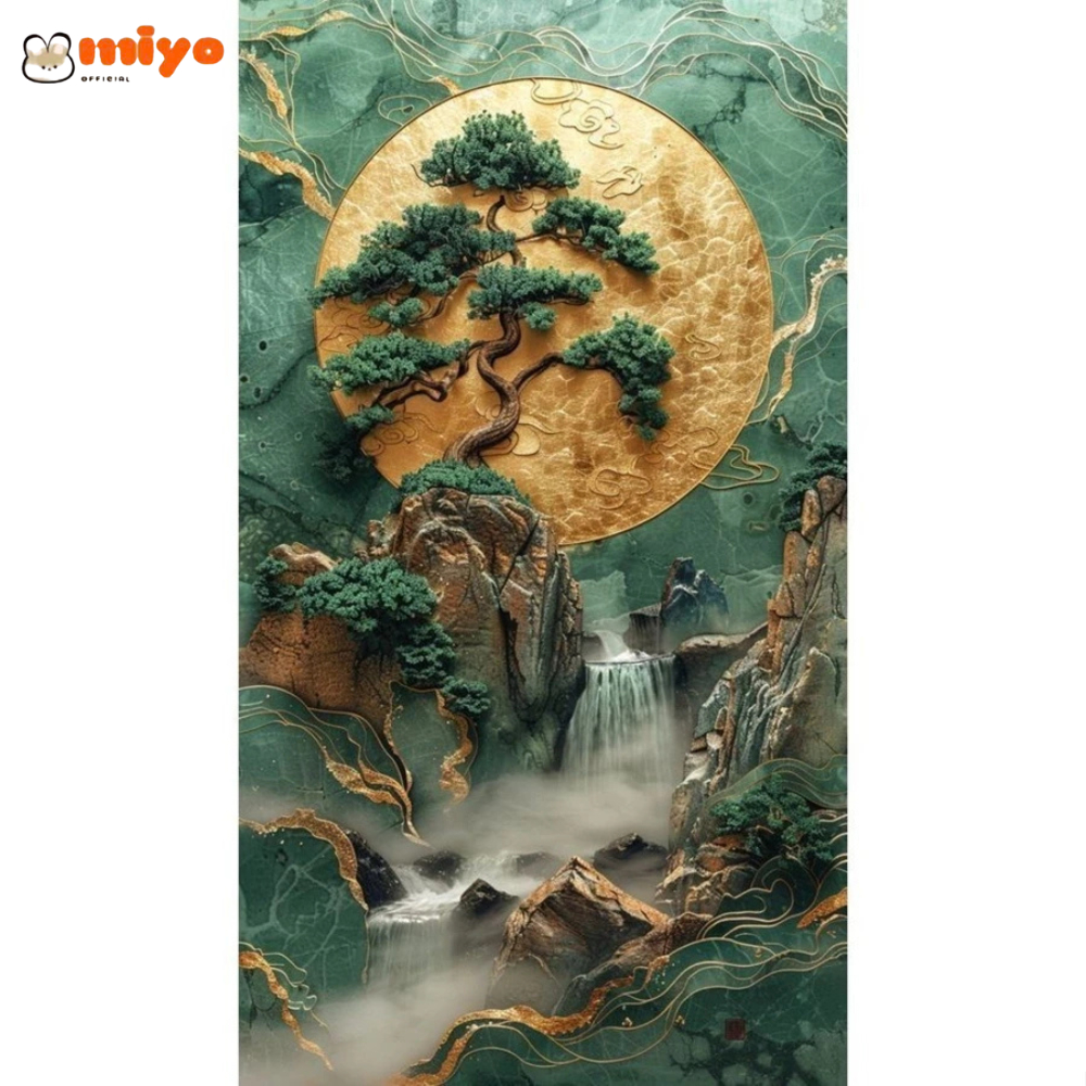 [HOẢ TỐC] Tranh dán tường sơn thủy khổ dọc thiết kế mới 2025 - Nhận in theo khổ yêu cầu - MIYO