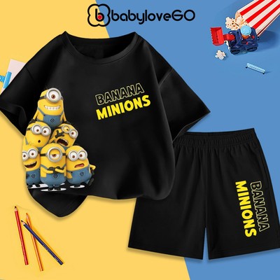 Bộ quần áo Minions cho bé trai bé gái BabyloveGO set đồ mùa hè thoáng mát cho bé 1-10 tuổi AQ12-MN01