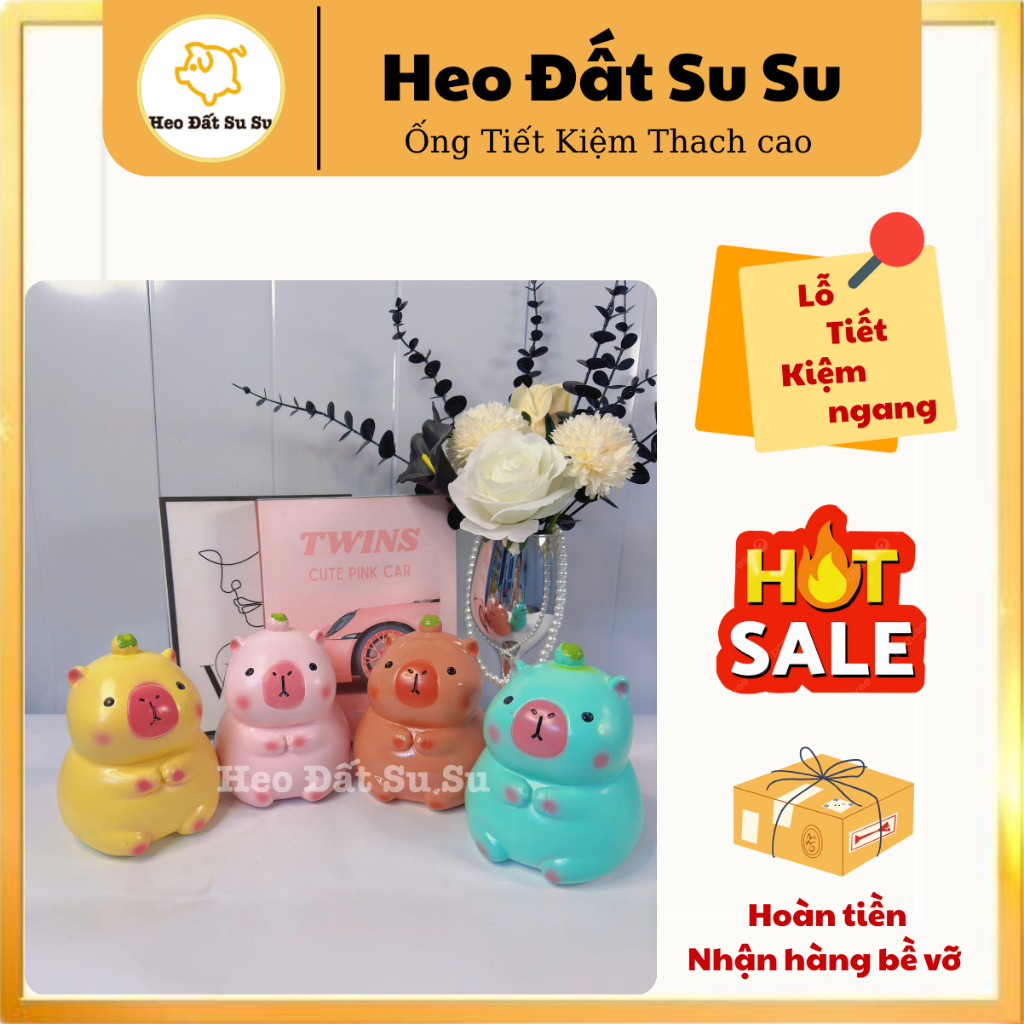 Heo đất Capybara size mini, heo đất tiết kiệm ống tiết kiệm tiền/ Heo Đất Su Su