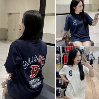 Áo Phông Nam Nữ MLB Like BOSTON Logo Chữ B Form rộng chất liệu Cotton Siêu HOT - Áo Thun Nam Nữ phố siêu hot 2025