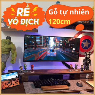 [Kệ gỗ 120cm] Kệ gỗ kê màn hình máy tính 60cm 80cm 100cm 120cm, decor bàn làm việc, gỗ tự nhiên nguyên khối, loại đẹp