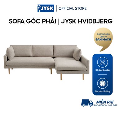 Sofa góc phải | JYSK HVIDBJERG | vải polyester | vàng cát | R244xS157xC83,5cm