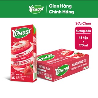 [KOL] Thùng 48 Hộp Sữa Chua Lên Men Tự Nhiên Yomost Vị Dâu (170ml/Hộp)