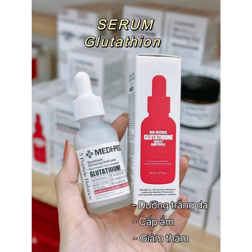 𝐓𝐢𝐧𝐡 𝐂𝐡𝐚̂́𝐭 𝐒𝐞𝐫𝐮𝐦 𝐭𝐫𝐚̆́𝐧𝐠 𝐝𝐚 𝐇𝐚̀𝐧 𝐐𝐔𝐨̂́𝐜 - 𝐒𝐞𝐫𝐮𝐦-𝐆𝐥𝐮 600 Medi peel Glutathione 600 white ampoule