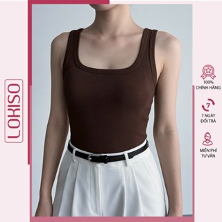 Áo Cổ Vuông Hai Dây Bản To Dáng Dài Thun Tăm Lokiso CT19