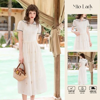 Váy Thêu Hoa Vintage - Chất Thô Boil Nhẹ, Mềm Mát, Dáng Xòe Thanh Lịch - MioLady