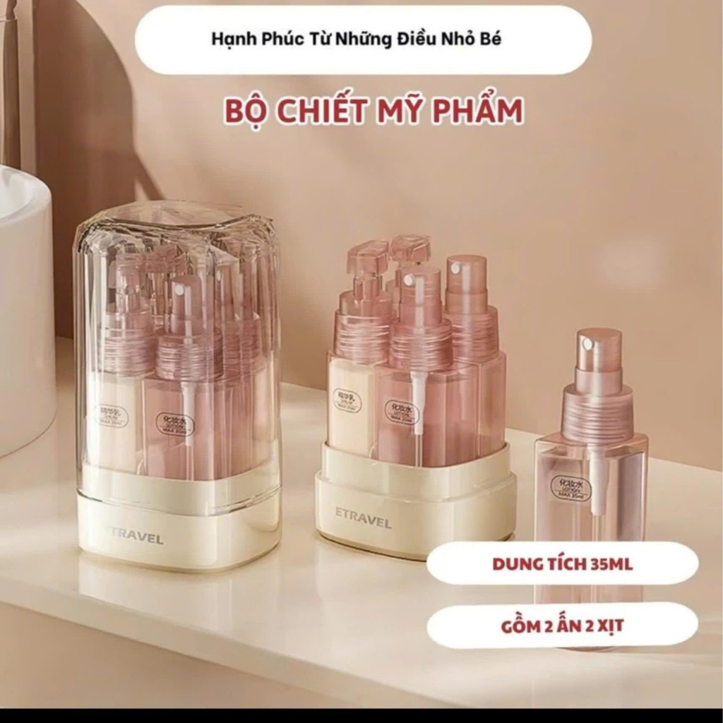 [ HOT ] Lọ Chiết Mỹ Phẩm Toner dầu gội 35ml hộp chiết 4 bình nhỏ gọn tiện lợi mang đi du lịch công tác