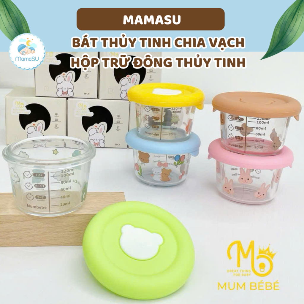 (Xả Kho Giá Sốc) Bát Thuỷ Tinh Đựng Đồ Cho Bé Ăn Dặm Có Vạch Chia Ml - Hộp Trữ Đông Thực Phẩm Có Nắp Cho Bé Và Gia Đình