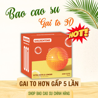 Bao cao su Siêu Gai 𝙂𝙊𝙇𝘿𝙀𝙉𝙏𝙄𝙈𝙀 𝙀𝙭𝙩𝙧𝙖 𝘿𝙤𝙩𝙨 gân gai cao cấp 8% kéo dài thời gian siêu mỏng, bcs size 52mm